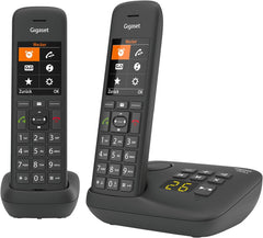 Gigaset C575A Duo - 2 draadloze DECT-telefoons met antwoordapparaat - groot kleurendisplay met actuele gebruikersinterface - adresboek - jumbo-modus en oproepbeveiliging, zwart [Duitse versie]