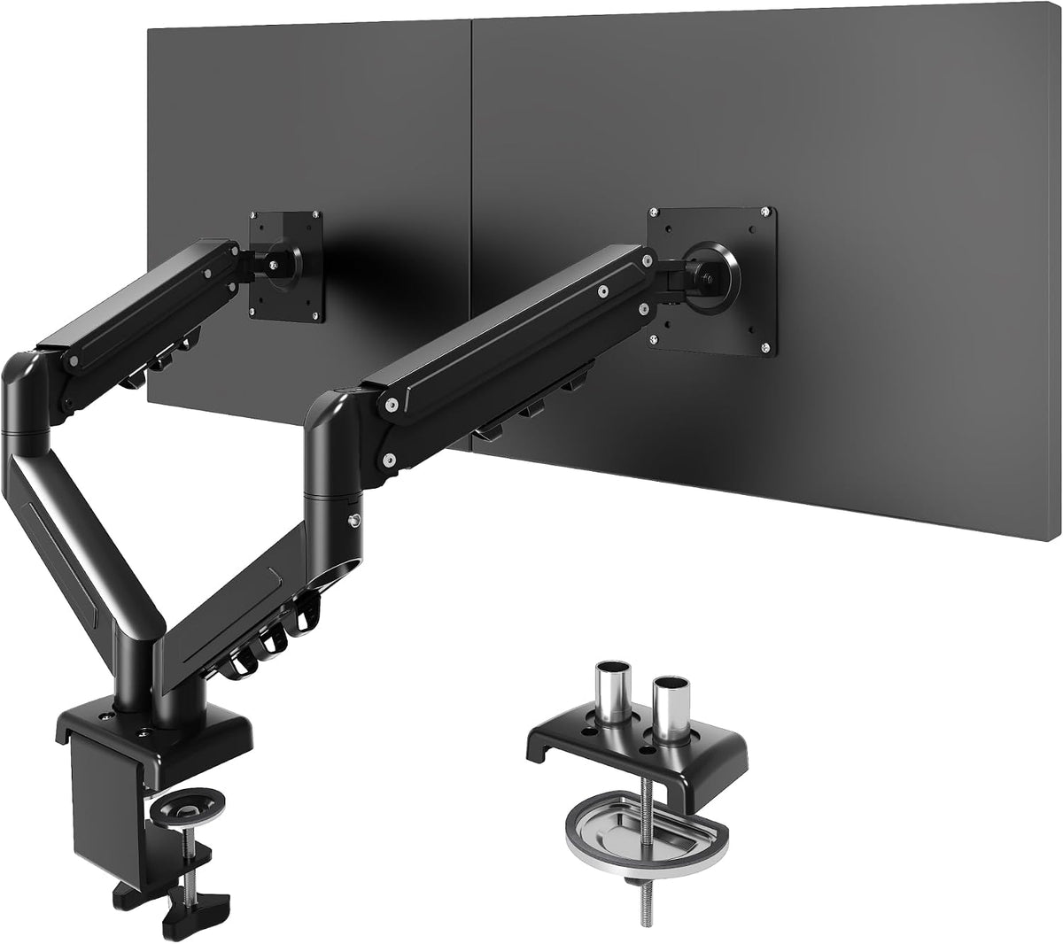 FLEXISPOT monitorbeugel voor 2 monitoren van 17–32 inch, 2–9 kg per arm, VESA 75×75/100×100, met kabelgeleiding, zwart