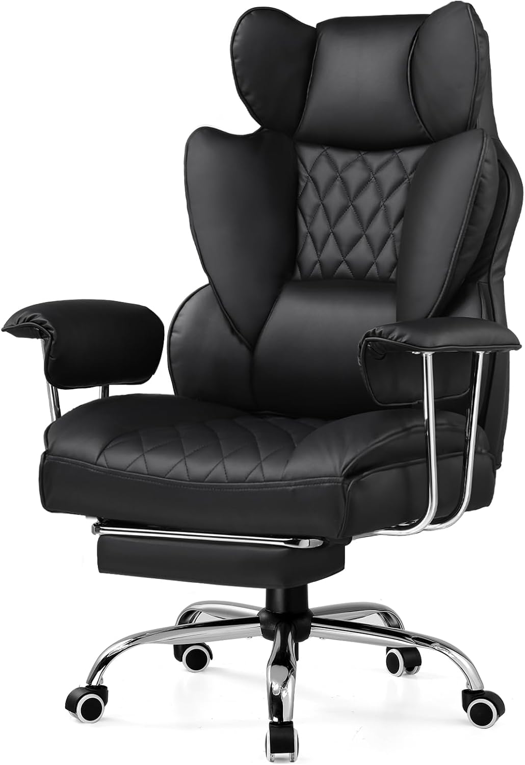 GTPLAYER Gamingstoel Ergonomische verstelbare gamingstoel met voetensteun Computerstoel In hoogte verstelbare bureaustoel voor werk (Zwart)