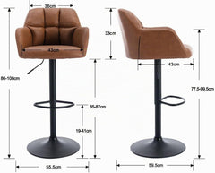 Barkrukken set van 2 - Barstoel met rugleuning - Barkruk - Barstoelen - Bruin - Ya-Home
