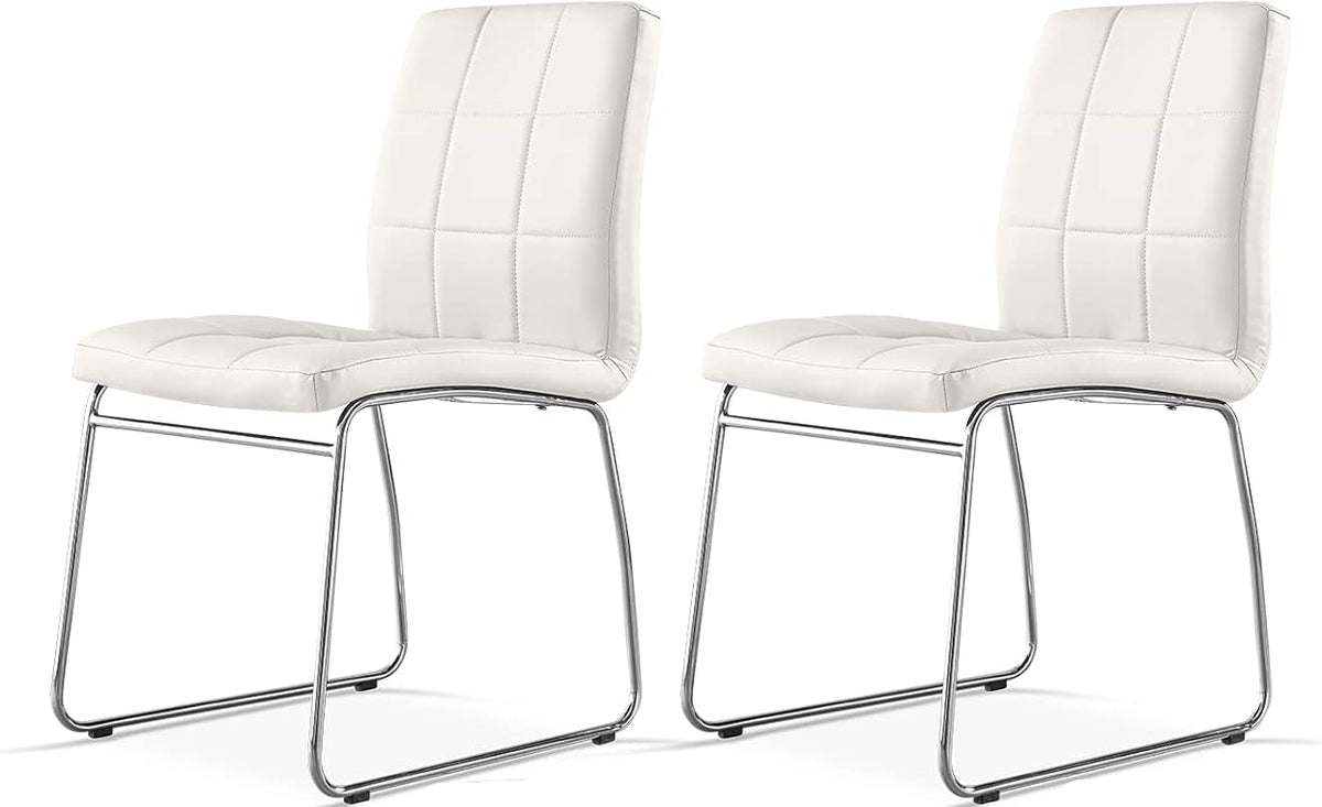 Eetkamerstoelen - Set van 2 - Kunstleer - Wit - SICOTAS