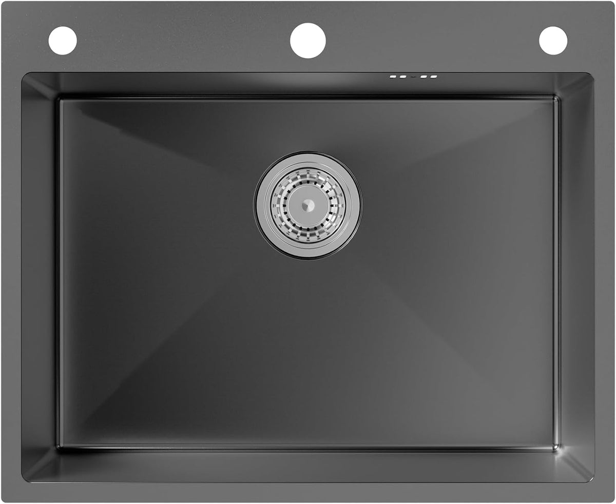 Spoelbak - Wasbak - Keuken - Graniet - 60x49 cm - Zwart - Auralum