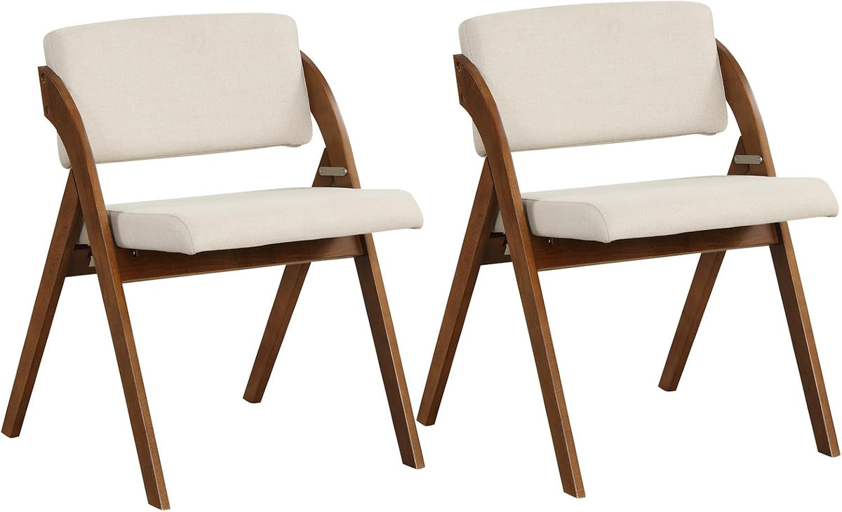 COSTWAY Set van 2 eetkamerstoelen, inklapbare keukenstoel met rubberen houten poten, gevoerde zitting en rugleuning, klapstoel, bijzetstoel, draagbare bureaustoel voor eetkamer, kantoorevenementen