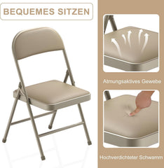 Klapstoelen - Vouwstoelen - Set van 6 - Eettafelstoelen - Khaki