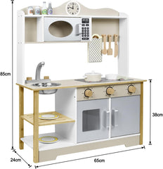 Speelkeuken, modderkeuken, hout, kinderkeuken, keukenspeelgoed voor kinderen, keukenset met complete accessoires, 65 x 24 x 85 cm (type A)