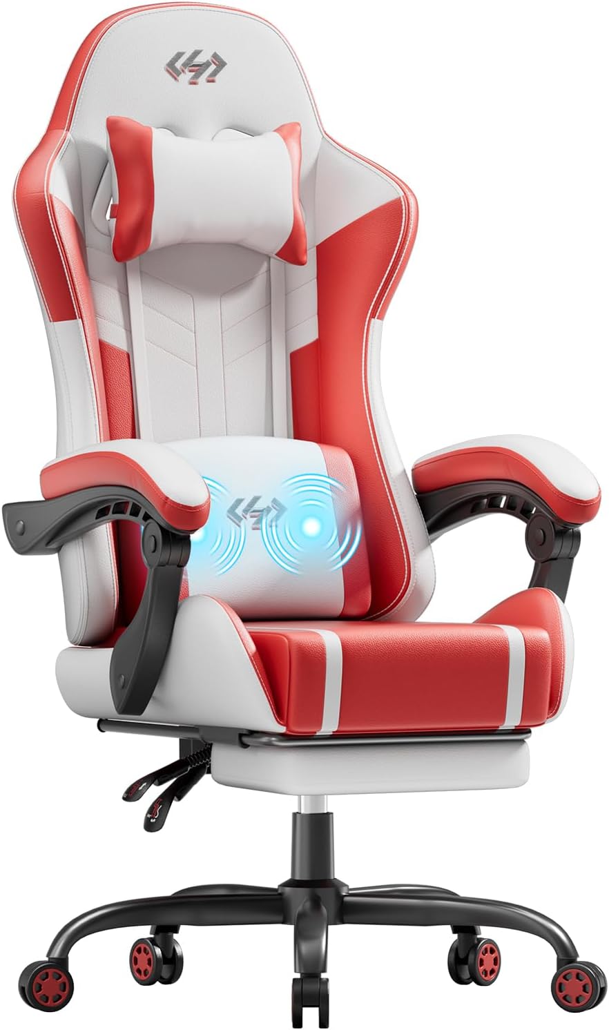 Ergonomische Bureaustoel -  Office Chair - Gamestoel - Volwassenen - Wit/Rood - HLDIRECT