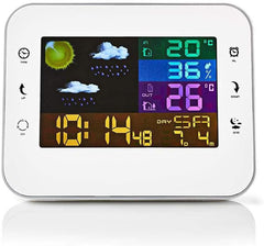 NEDIS Weerstation - Binnen en buiten - Inclusief draadloze weersensor - Weerpresentatie - Tijddisplay - Kleur-LCD-display - Wekkerfunctie