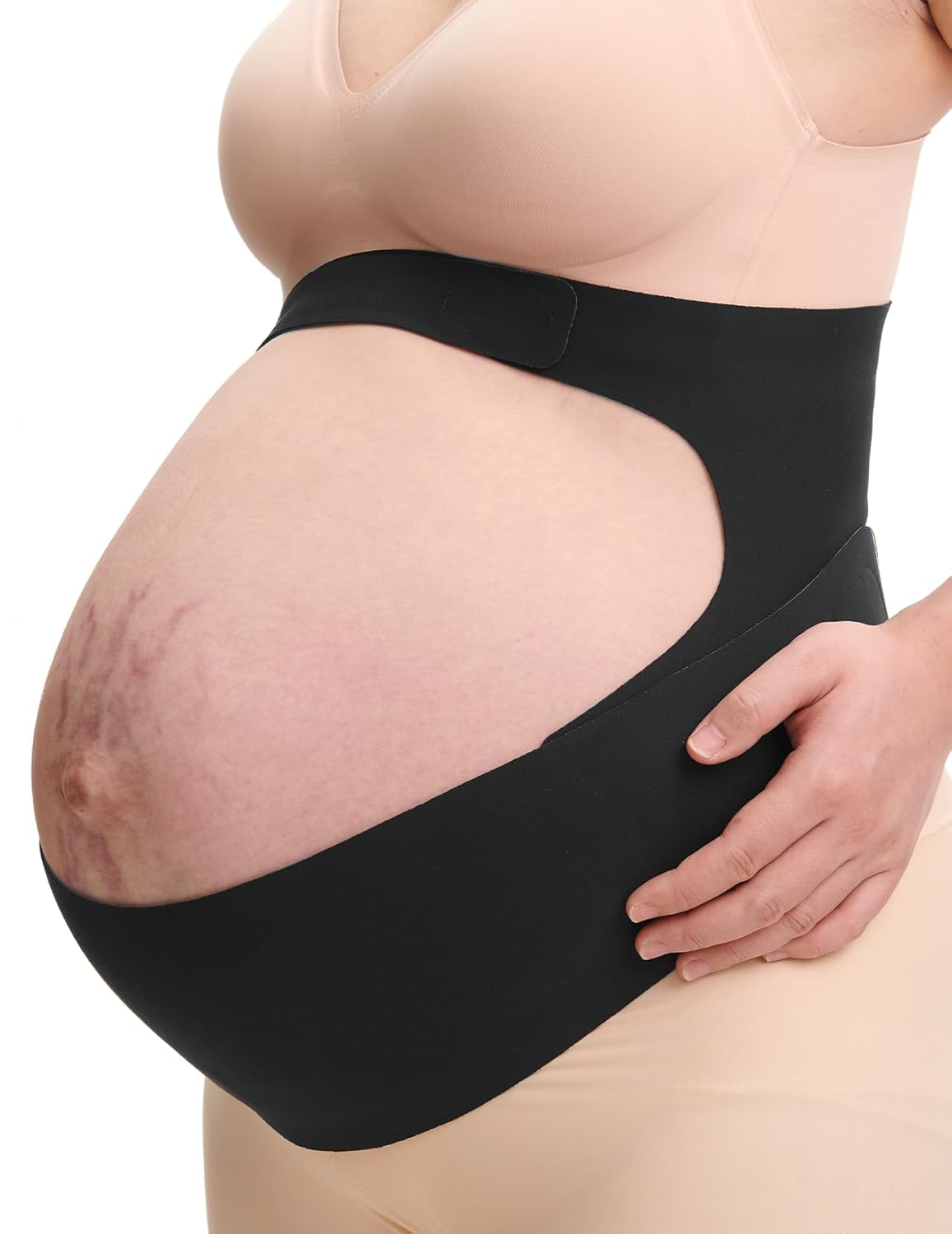 Momcozy zwangerschapsbuikband, CozySupport Ergonest zwangerschapsbuikband, onzichtbare zwangerschapsgordel voor rug, buik en taille, 2XL, Zwart