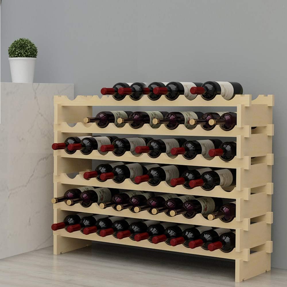 sogesfurniture Wijnrek flessenrek met 6 niveaus voor 60 flessen wijn houten rek wijnhouder wijnstandaard flessenstandaard voor keuken, eetkamer, bar, 110x30x80,5 cm, BHEU-BY-WS002