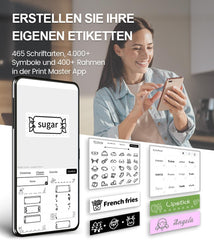 Phomemo P12 labelprinter: Bluetooth labelapparaat, zelfklevend voor keuken, kruidenpotjes, voorraadblikjes, kleding, waterdicht, huishoudorganisatie, cadeau voor huisvrouwen en ouders