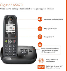 Gigaset AS470A Duo DECT-telefoon nummerweergave, zwart