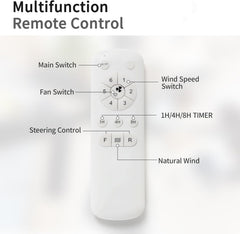 Sofucor Plafondventilator 132cm, met 3 ABS-bladen, zonder verlichting, inclusief afstandsbediening, ultrastille, omkeerbare DC-motor, 6 snelheden voor binnen en buiten, witte verlengstang en natuurlijke kleur (wit).