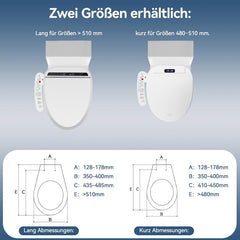 YU YUSING Intelligente Smart toiletbril, bidet met mondstuk, elektrische douchewc-bril, toiletdeksel met softclosemechanisme, led-display, nachtlampje, warm water, wasfunctie, wc-bril V-vorm, wit