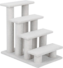 COSTWAY Dierentrap, kattentrap, 4 treden, trap voor katten en honden tot 25 kg, huisdiertrap klein, hondentrap, speelboom, 61 x 41 x 60 cm, spaanplaat en kunstvlies (beige)