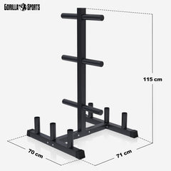 GORILLA SPORTS® Halterstandaard, voor 50 mm Olympia halterschijven en stangen, tot 300 kg belastbaar, staal - halterschijfstandaard, schijfopname, halterboom, gewichtsstandaard, rek, fitness