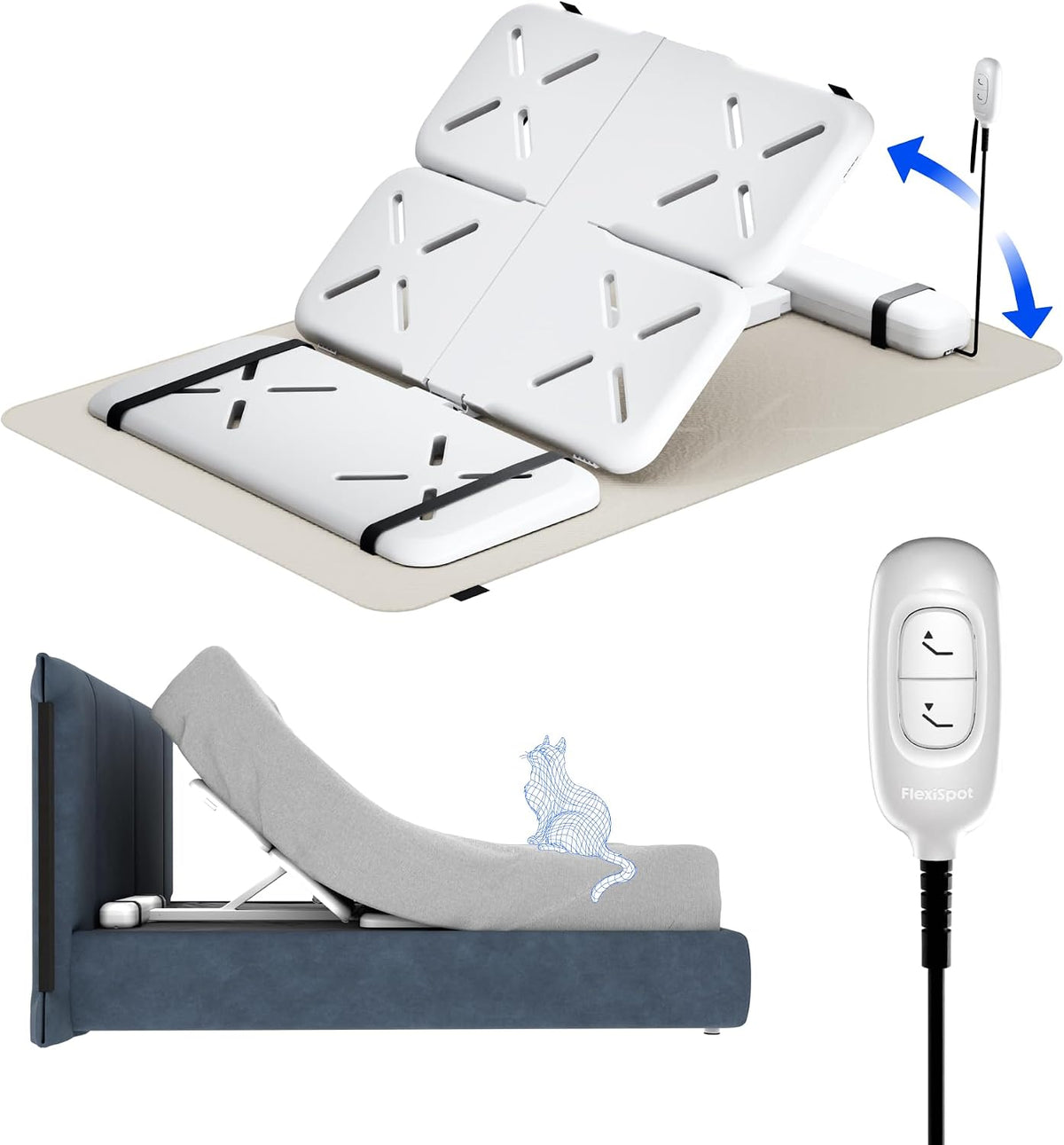 FLEXISPOT Elektrisch Bed Lattenbodem - Elektrisch Verstelbaar Hefmechanisme voor Matrassen - Verhoogt Alle Bedden en Springbodems - Met Krachtige Motor en Afstandsbediening
