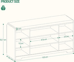 Hzuaneri Schoenenbank, schoenenrek met zitvlak, zitbank met opbergruimte, kussen, 9 vakken, 30 x 103 x 52,7 cm, verstelbare planken, voor woonkamer, hal, slaapkamer, wit-grijs SB10003X
