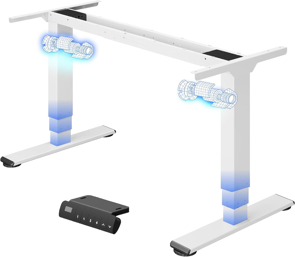 FLEXISPOT In hoogte verstelbaar bureauframe met dubbele motor, 3-traps zuilen voor 60-125 cm hoogteverstelling, flexibel tafelframe voor zit-sta-werkplekken (wit)