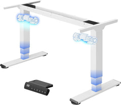 FLEXISPOT In hoogte verstelbaar bureauframe met dubbele motor, 3-traps zuilen voor 60-125 cm hoogteverstelling, flexibel tafelframe voor zit-sta-werkplekken (wit)