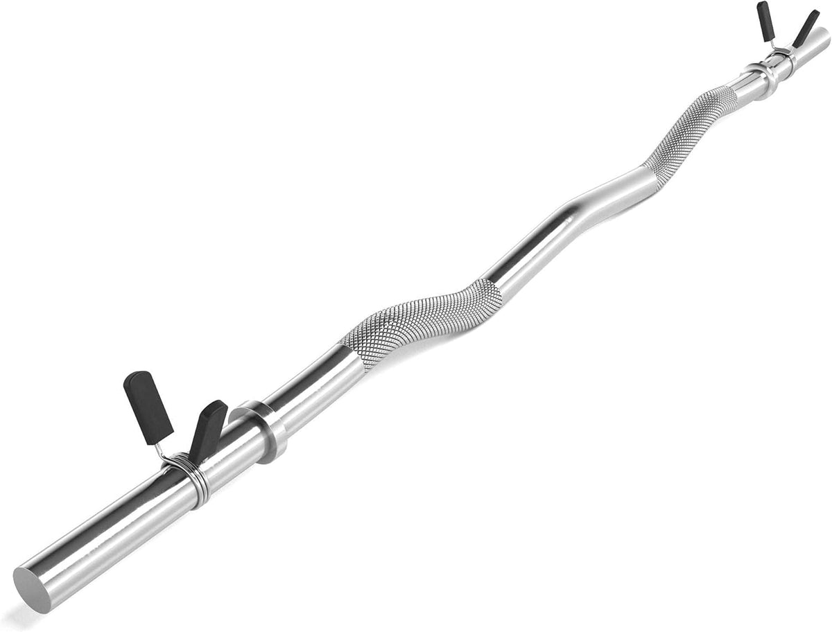 ScSPORTS® SZ stang - 120 cm, 30/50 mm, tot 110 kg belastbaar, gekarteld, chroom, zilver - lange halterstang, curlstang, curlstang, curlstang, SZ-curlstang