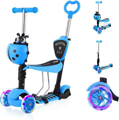 Kinderstep - 3 wielen - Kinder step jongens - LED Wielen - Verstelbaar - Blauw - YOLEO