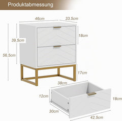 Nachtkastje set van 2 - Bijzettafel - Opbergkastje - 56,5x56x33x5 cm - Wit- UEV