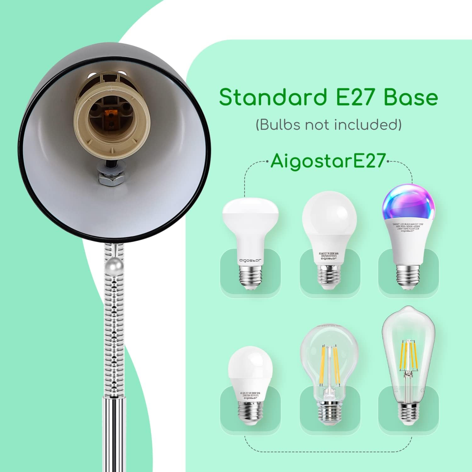 Tafellamp - Bureaulamp - Leeslamp - Zwart - Aigostar