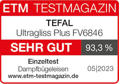 Tefal Ultragliss Plus anti-kalk stoomstrijkijzer, 2800 watt, afneembare kalkverzamelaar, 50 g/min. stoomafgifte, 260 g/min. stoomstoot, automatische uitschakeling, Made in France, blauw/wit, FV6846