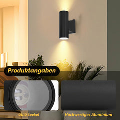 Aigostar Led-wandlamp, voor binnen en buiten, IP65 waterdicht, voor woonkamer, slaapkamer, terras, tuin, hal, balkon, 2 stuks (zonder gloeilamp)