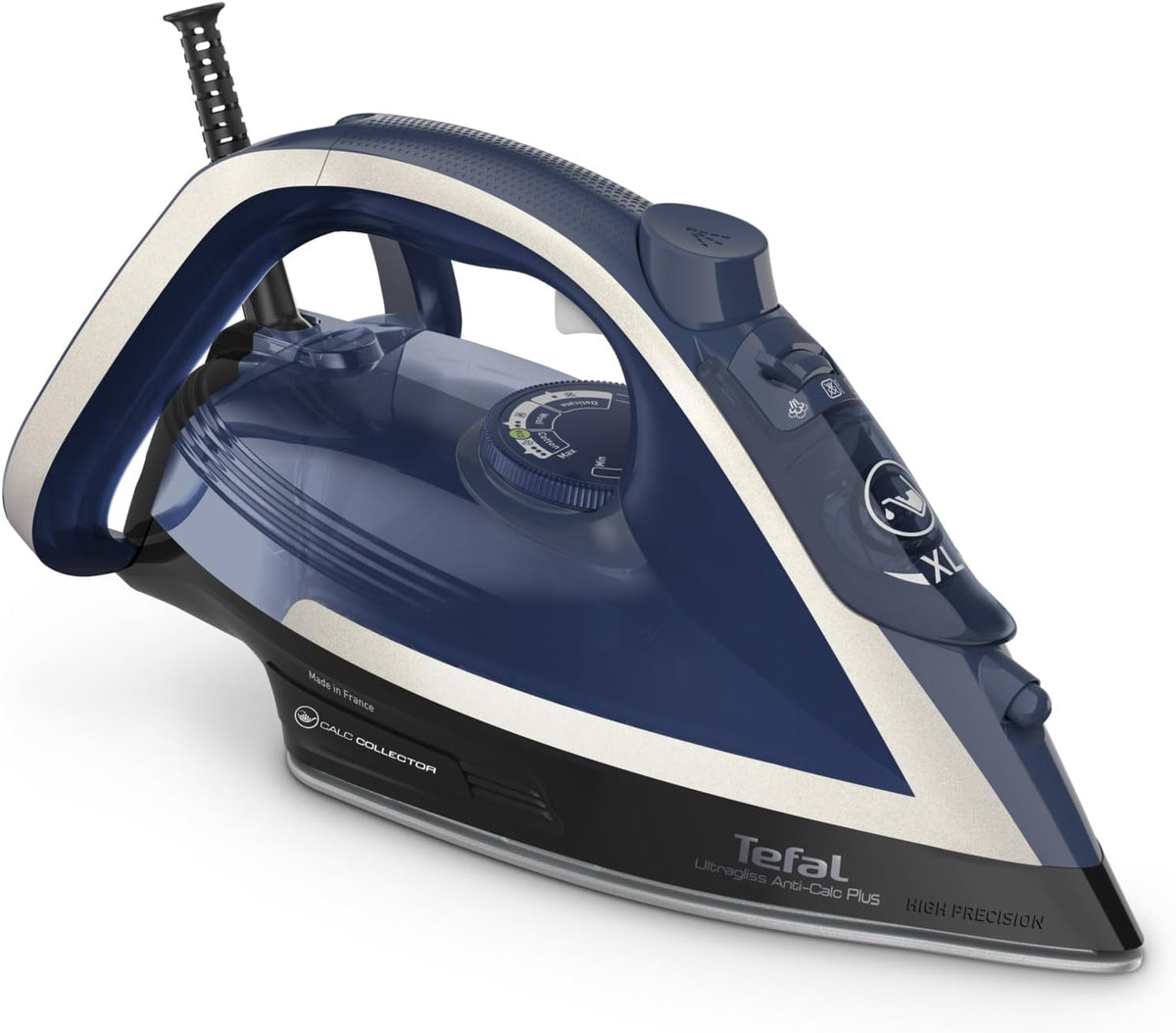 Tefal Ultragliss Plus anti-kalk stoomstrijkijzer, 2800 watt, afneembare kalkverzamelaar, 50 g/min. stoomafgifte, 260 g/min. stoomstoot, automatische uitschakeling, Made in France, blauw/wit, FV6846