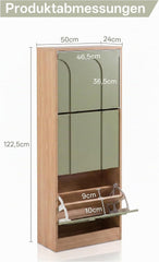 UEV Smalle schoenenkast met 3 kleppen, modern schoenenrek (groen)