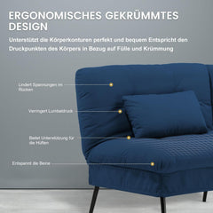 COMHOMA Futon Slaapbank met slaapfunctie, overtrek met verstelbare rugleuning, van stof, donkerblauw
