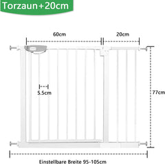 Traphekje zonder boren - Veiligheidshekje - 95- 105 cm - Wit - XMTECH