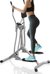 Physionics Crosstrainer met lcd-display, voor thuis, met hartslagsensor en buikondersteuning, hometrainer stepper, cardio-trainer, nordic-walker