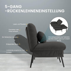 COMHOMA Futon Slaapbank met slaapfunctie, overtrek voor slaapbank, slaapbank, slaapbank, slaapbank, 3-zitsbank, met verstelbare rugleuning van stof, zwart