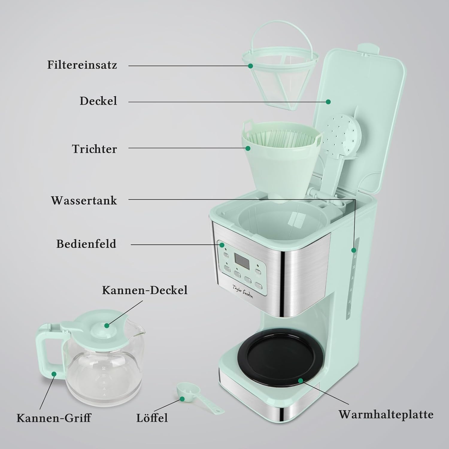 Koffiezetapparaat - filterkoffie - met thermoskan - RVS - Taylor Swoden