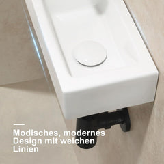 Wastafel - Keramiek - Hangend - 37x18,5 cm - Wit - HOROW
