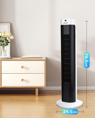 Aigostar torenventilator met afstandsbediening, 85° oscillatie, stille ventilator met timer van 7,5 uur, 3 snelheden en 3 standen, staande torenventilator voor slaapkamer en kantoor
