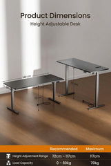 SOLAVERO Elektrisch bureau (140 cm), hoogteverstelling: 72 - 117 cm, draagvermogen: 70 kg, zwart