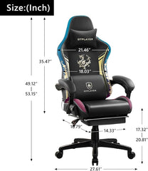 GTPLAYER Gamingstoel met Bluetooth-luidsprekers en voetensteun, ergonomische computerstoel, robuuste bureaustoel met hoge rugleuning en lendensteun (Zwart)