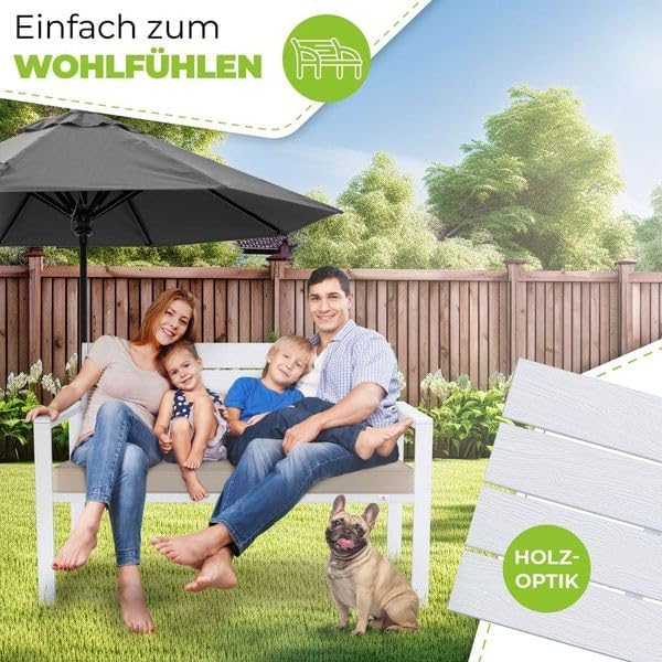 KESSER® Tuinbank met kussen - Zitbank - Weerbestendig - Wit •