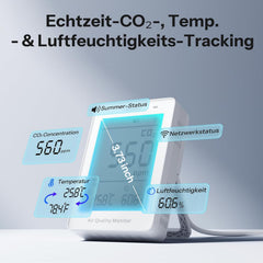 SONOFF AirGuard CO2, intelligente monitor voor binnenluchtkwaliteit, Matter-compatibel, 2,4 GHz wifi, CO2/Temp/vochtdetector, real-time weergave & alarm, voor slaap-/kinderkamer