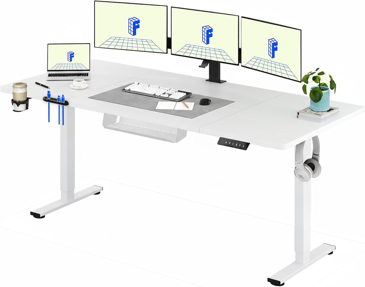 FlexiSpot Elektrisch Zit-Sta Bureau 200 x 80 cm, Wit, Hoogte verstelbaar, 3 geheugenstanden, anti-collision