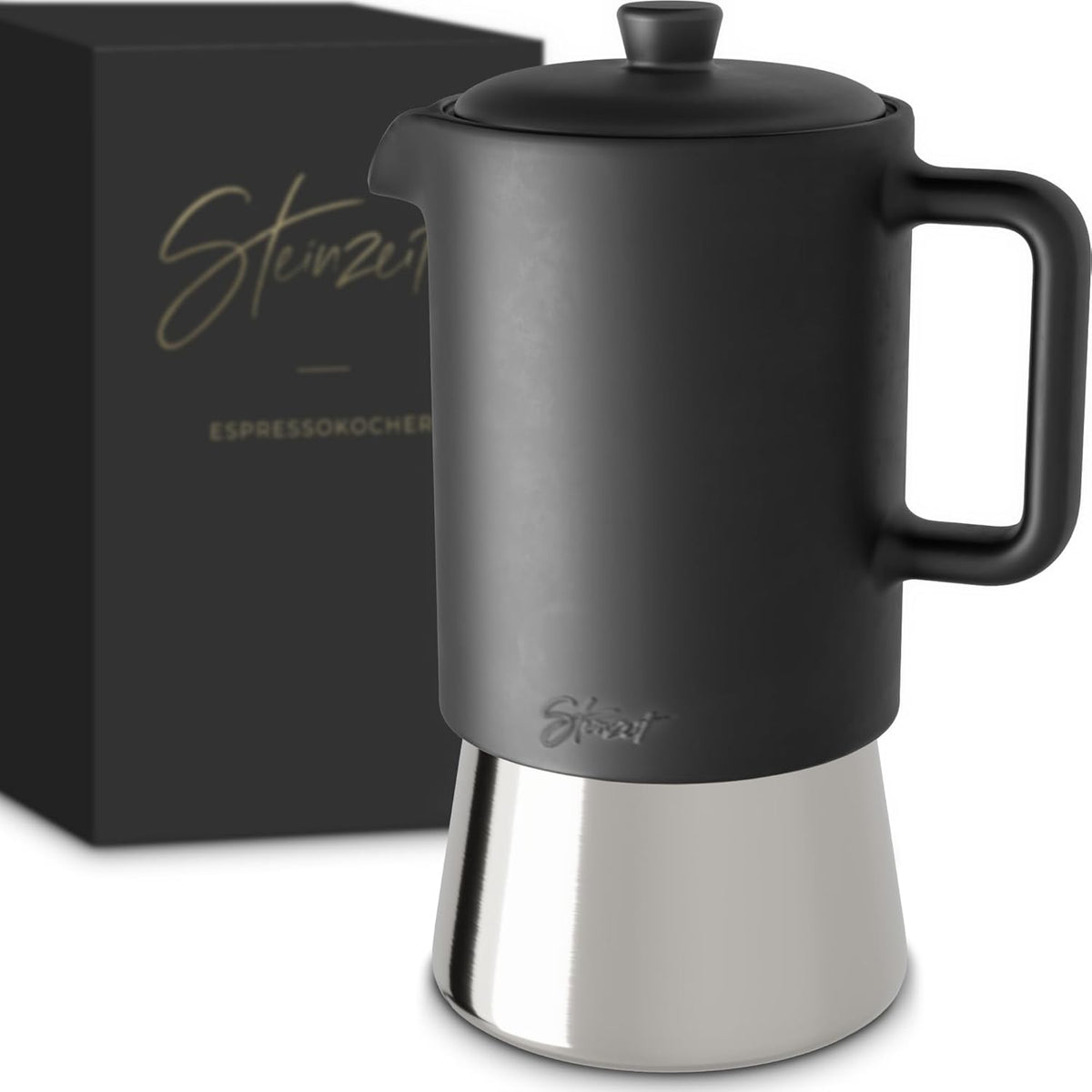 Percolator - Espresso maker - Inductie - 300 ml - RVS - Zwart - Steinzeit