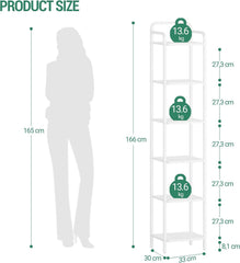 Hzuaneri Smalle plank 6 niveaus, 30 x 33 x 166 cm, wit