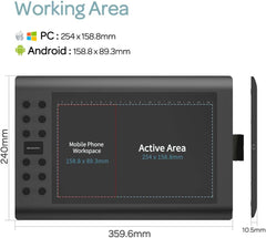 Tekentablet - Met scherm - Kinderen & Volwassenen - 10 inch - Zwart - GAOMON