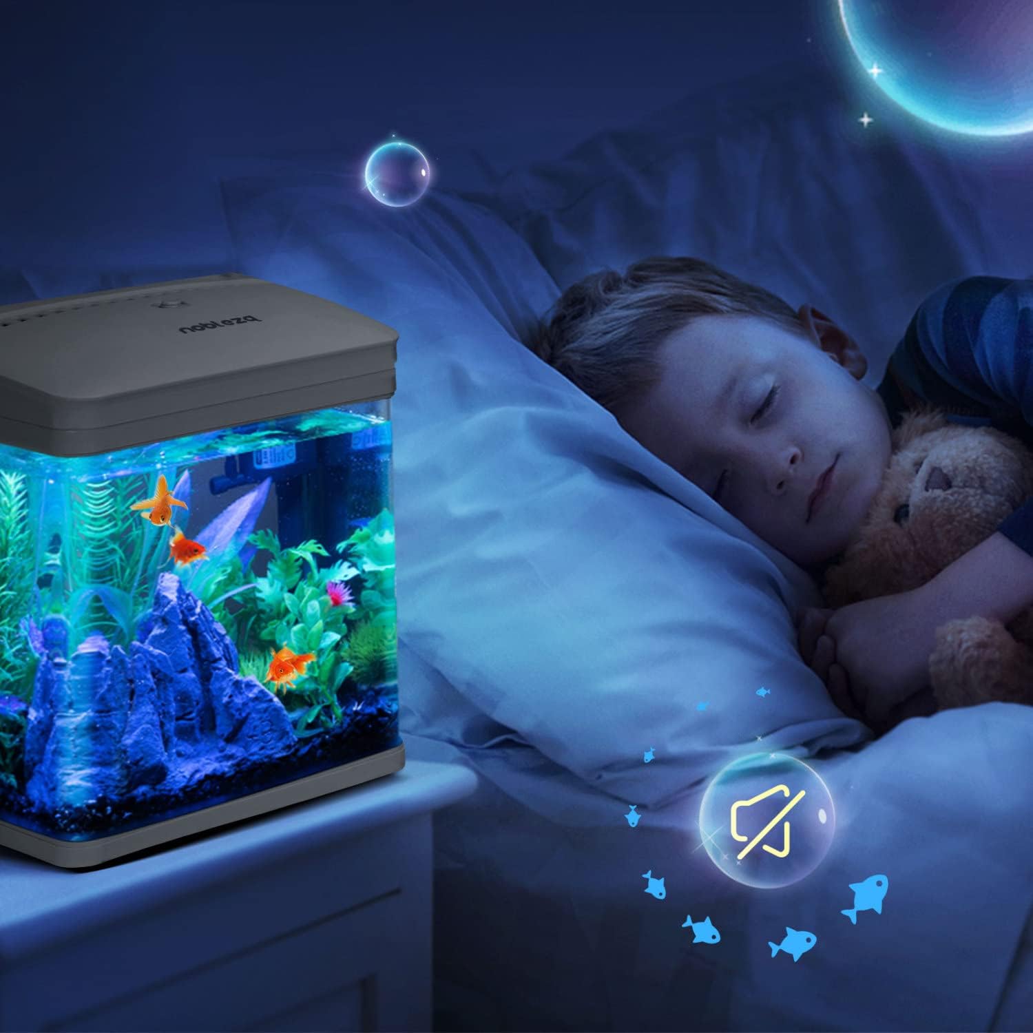 Nobleza - Aquariumaquarium met ledlampen en filtersysteem, tropische aquaria, 7 liter, wit •