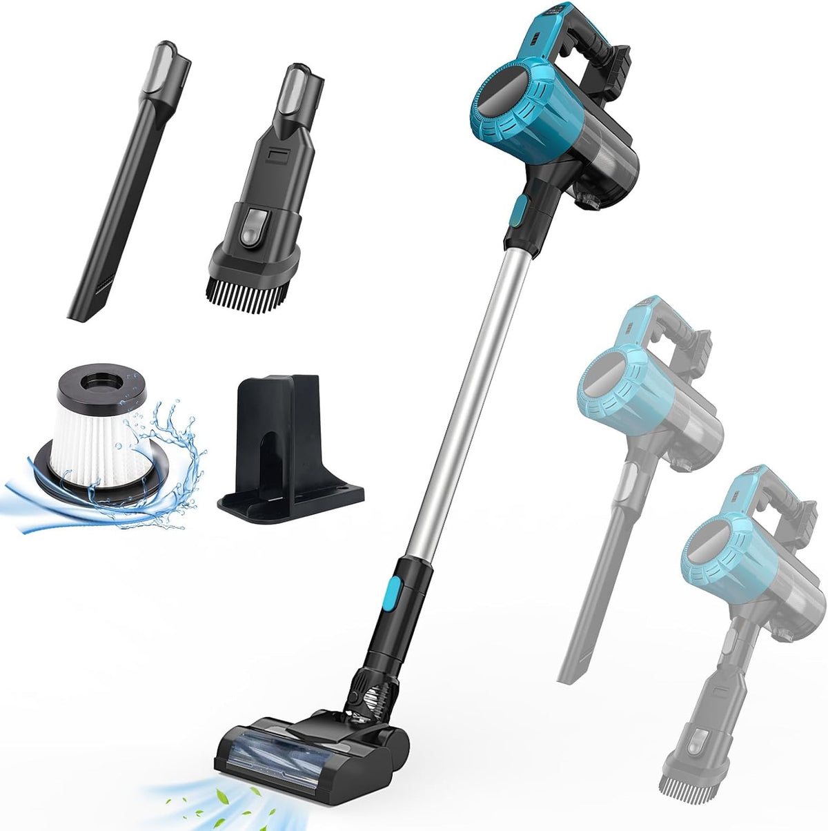 Draadloze stofzuiger, lichtgewicht, rechtopstaand, compatibel met MakIta 18V-accu's, 3 zuigstanden, 375W 45Kpa, met flexibele 180° draaibare draadloze stofzuiger voor hardhouten vloeren (zonder accu)