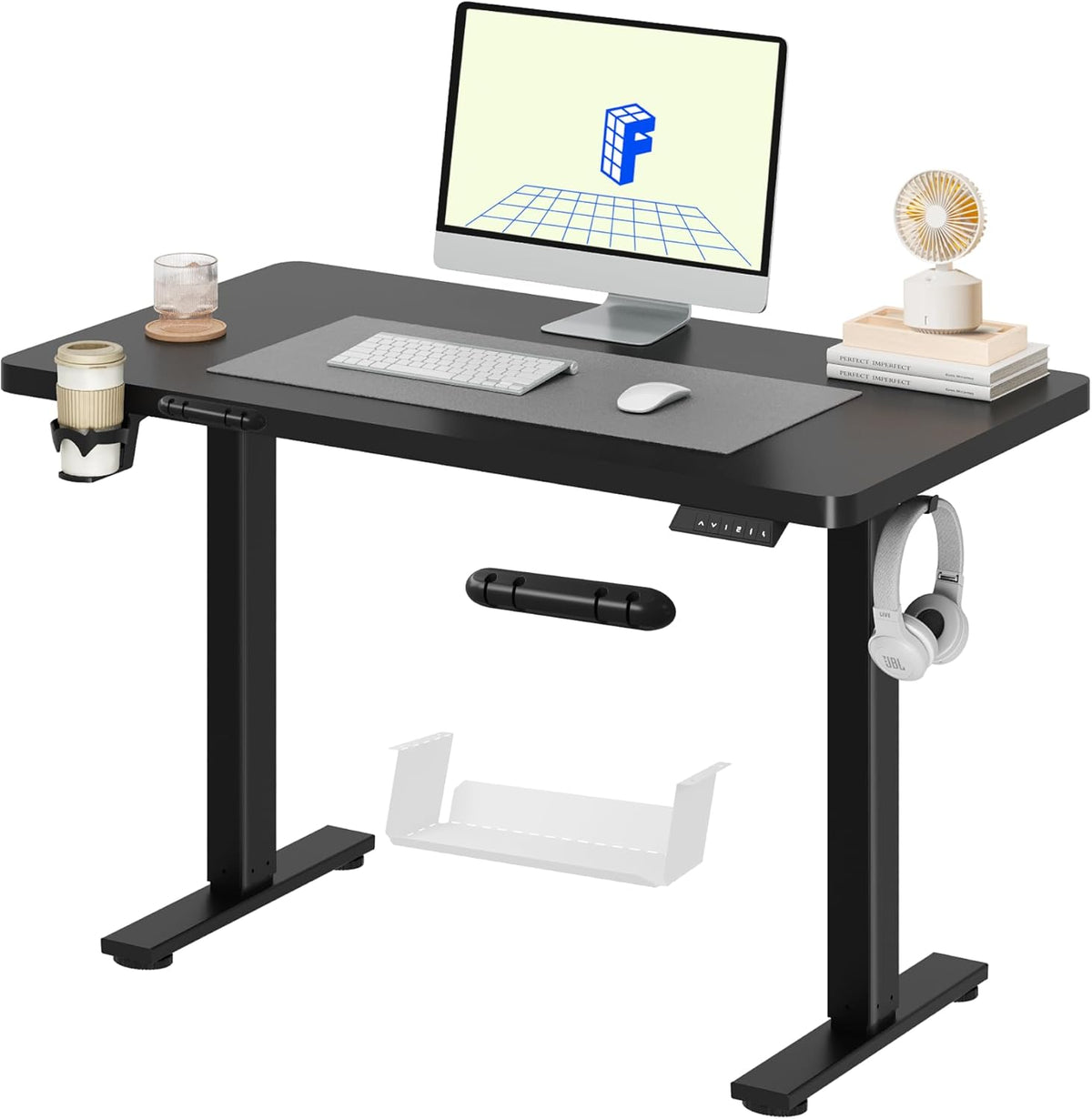 Zit sta bureau - Elektrisch - Verstelbaar - 110x54 cm - Zwart - QE1B - FLEXISPOT