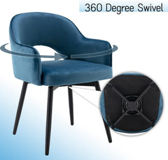 Eetkamerstoelen - Set van 2 - Met armleuning - Fluweel - Blauw - Wahson